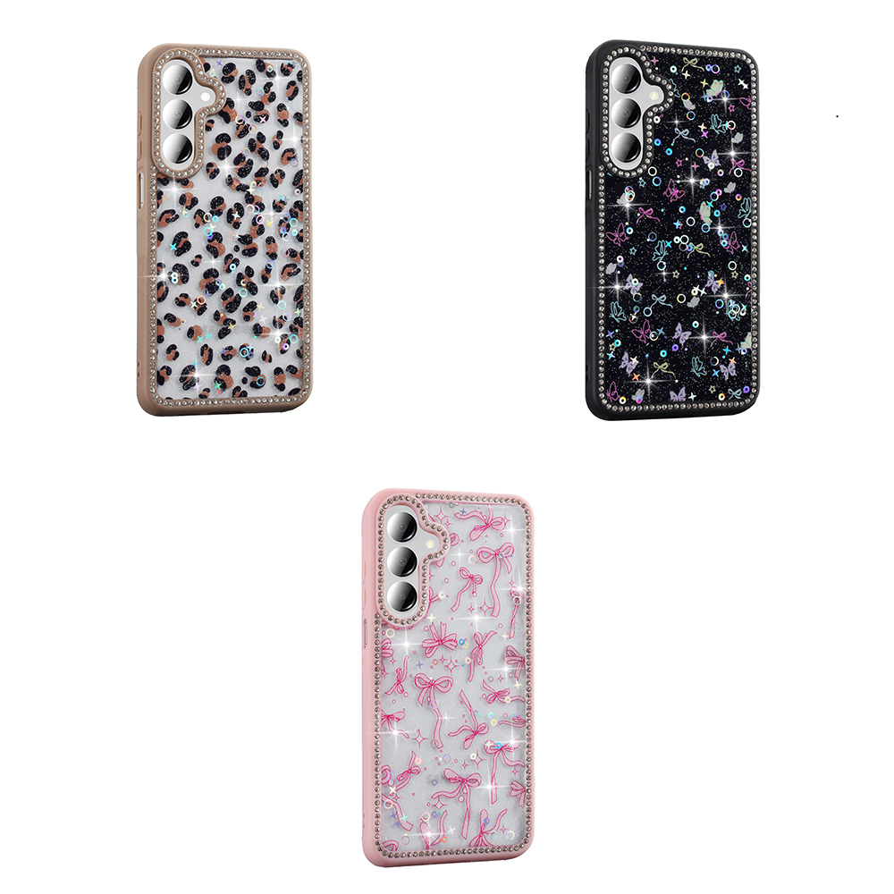 Samsung Galaxy A55 Uyumlu Kılıf Taşlı ve Simli Tasarım Zore Azra Kapak - 7