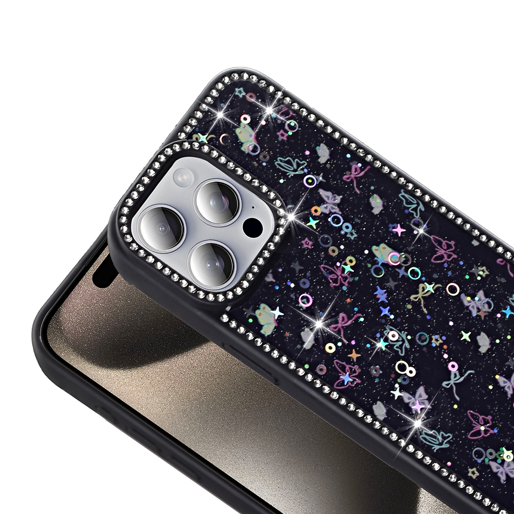 Apple iPhone 15 Pro Uyumlu Kılıf Taşlı ve Simli Tasarım Zore Azra Kapak - 5