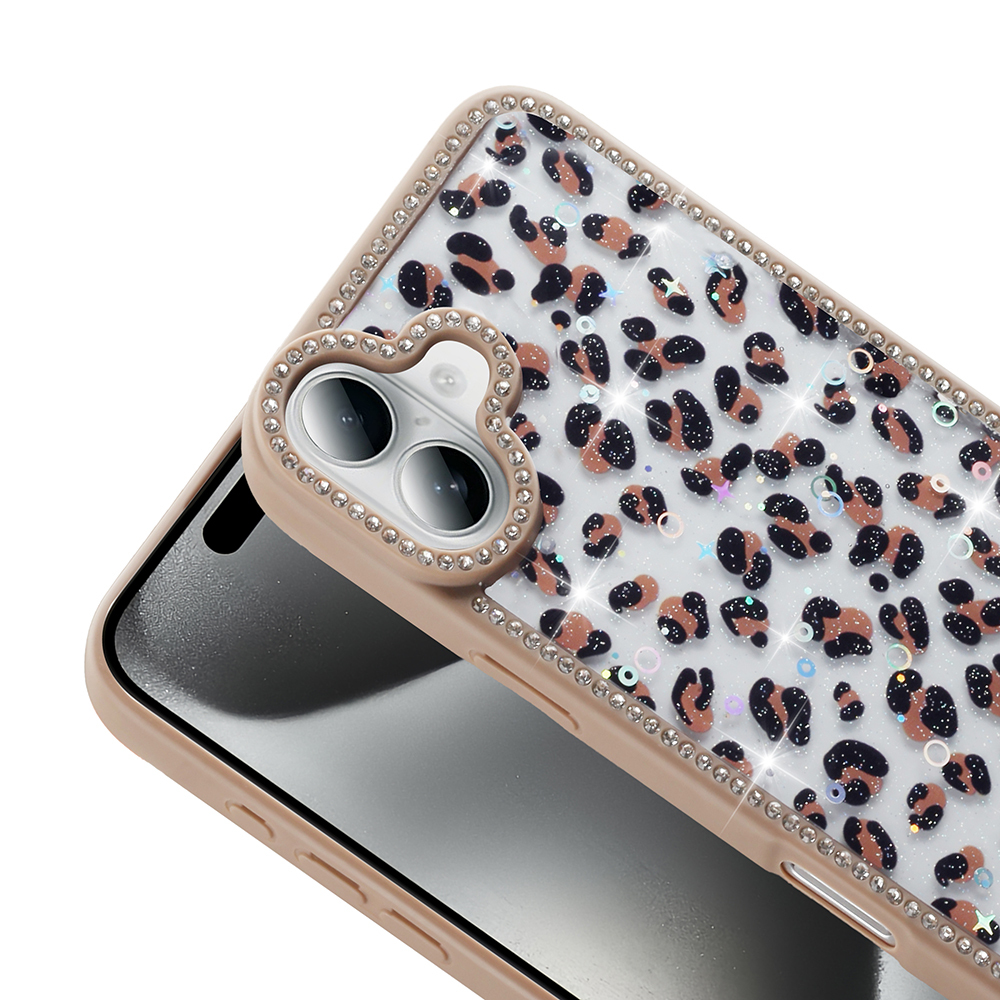 Apple iPhone 16 Uyumlu Kılıf Taşlı ve Simli Tasarım Zore Azra Kapak - 4