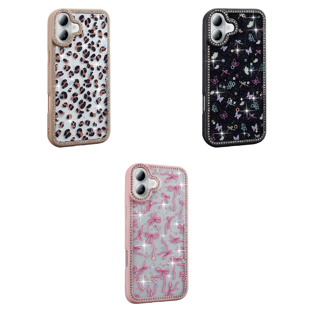 Apple iPhone 16 Uyumlu Kılıf Taşlı ve Simli Tasarım Zore Azra Kapak - 7