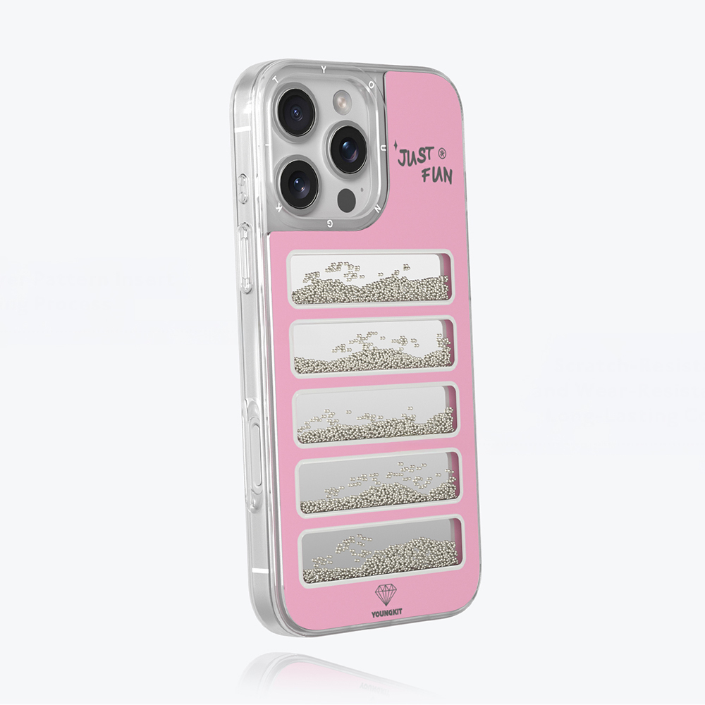 Apple iPhone 16 Pro Max Uyumlu Kılıf Aynalı ve Boncuklu Tasarım Youngkit Jump Serisi Kapak - 6