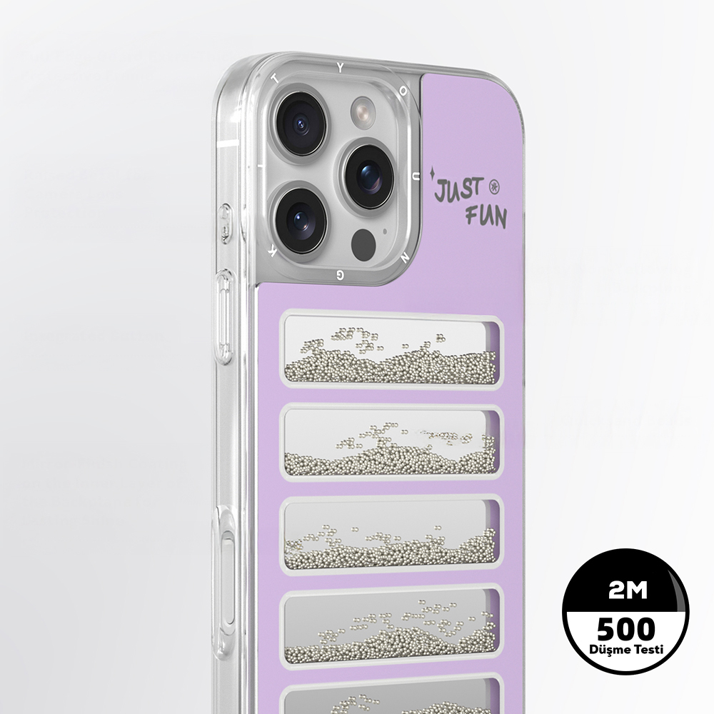 Apple iPhone 16 Pro Max Uyumlu Kılıf Aynalı ve Boncuklu Tasarım Youngkit Jump Serisi Kapak - 8