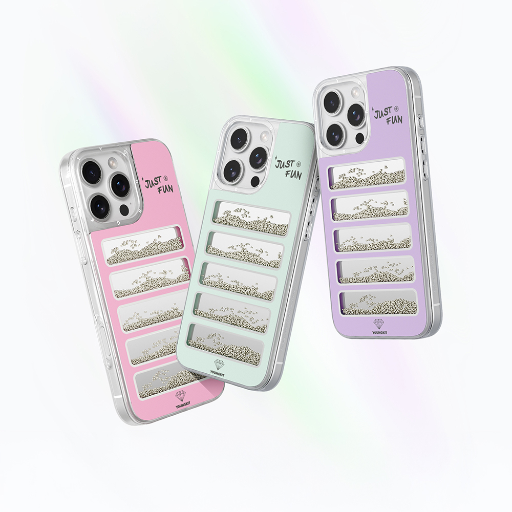 Apple iPhone 16 Pro Uyumlu Kılıf Aynalı ve Boncuklu Tasarım Youngkit Jump Serisi Kapak - 7