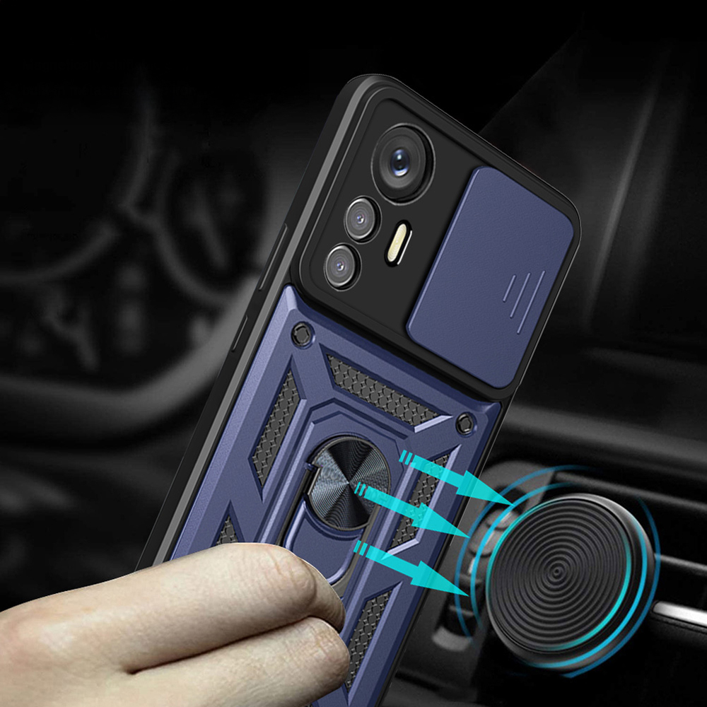 Xiaomi Mi 12 Lite Uyumlu Kılıf Magnetik Standlı Kamera Korumalı Zore Sürgülü Vega Kapak - 7