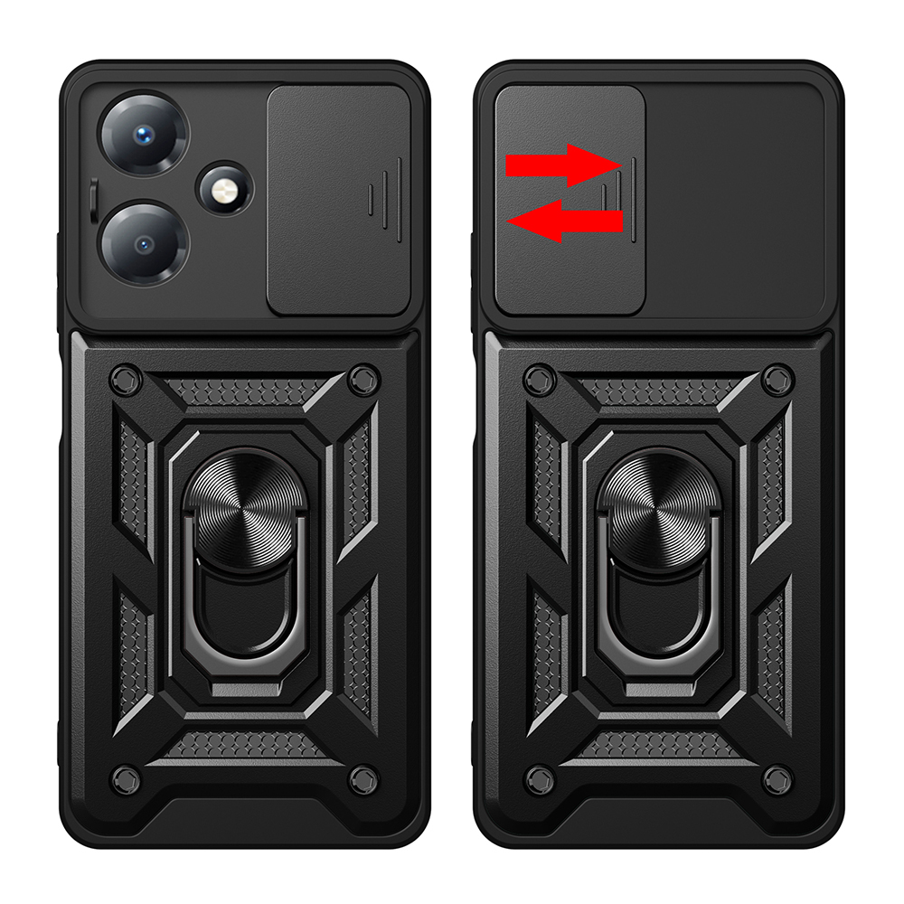 Infinix Hot 30 Uyumlu Play Kılıf Magnetik Standlı Kamera Korumalı Zore Sürgülü Vega Kapak - 2