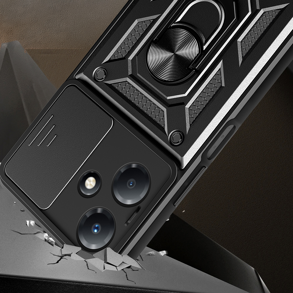 Infinix Hot 30 Uyumlu Play Kılıf Magnetik Standlı Kamera Korumalı Zore Sürgülü Vega Kapak - 3