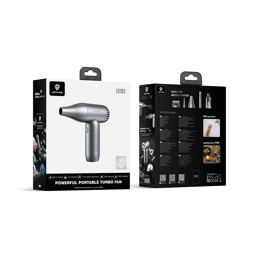 Lenyes LTF02 Dijital LED Göstergeli 4 Kademeli Çok Fonksiyonlu Turbo El Fanı - 9