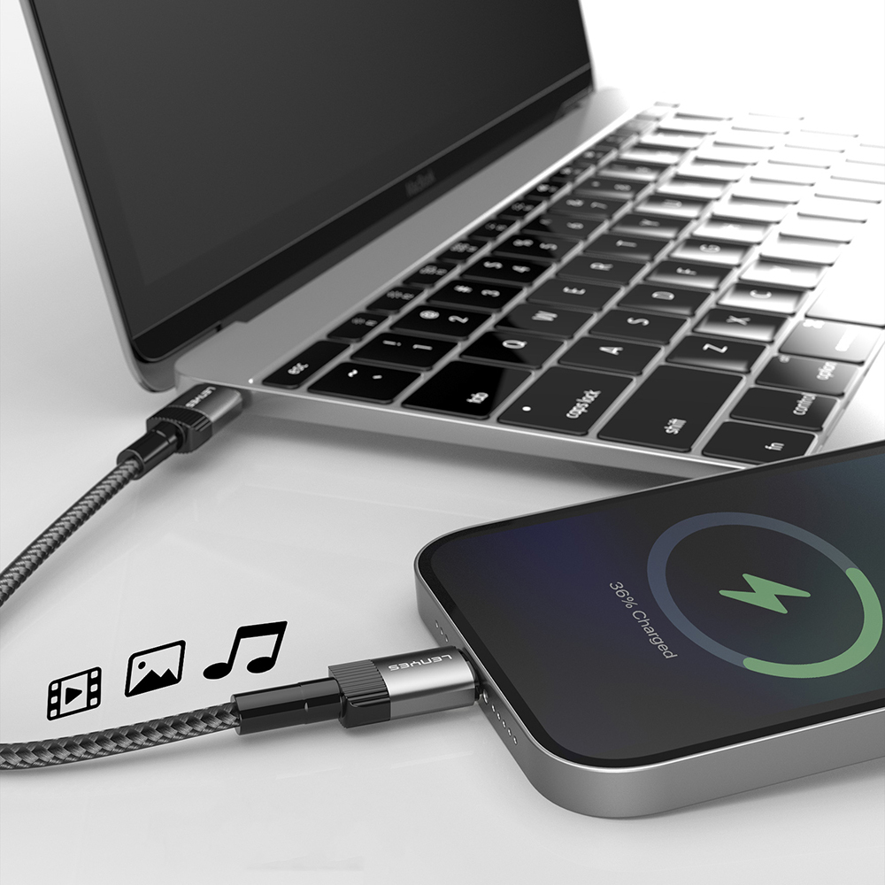 Lenyes LC546 USB-A to Lightning Örgü Tasarımlı Hızlı Şarj Özellikli Data ve Şarj Kablosu 12W 1M - 4