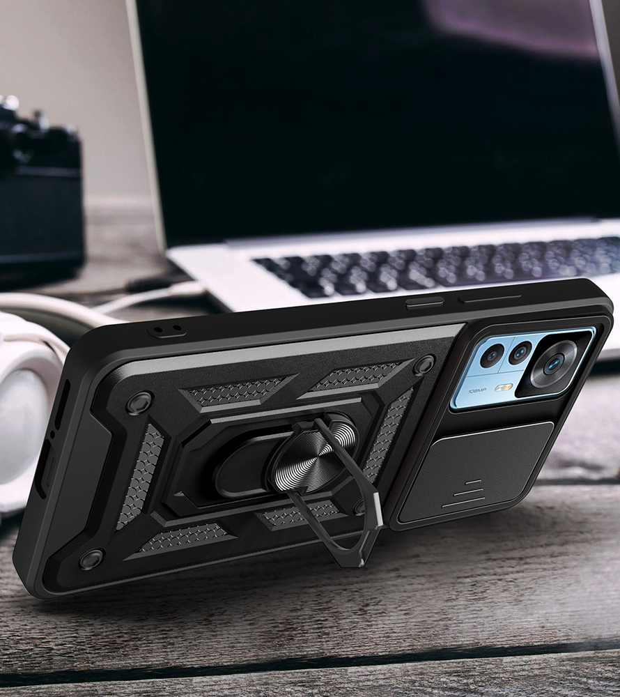 Xiaomi Mi 12T Uyumlu Kılıf Magnetik Standlı Kamera Korumalı Zore Sürgülü Vega Kapak - 6