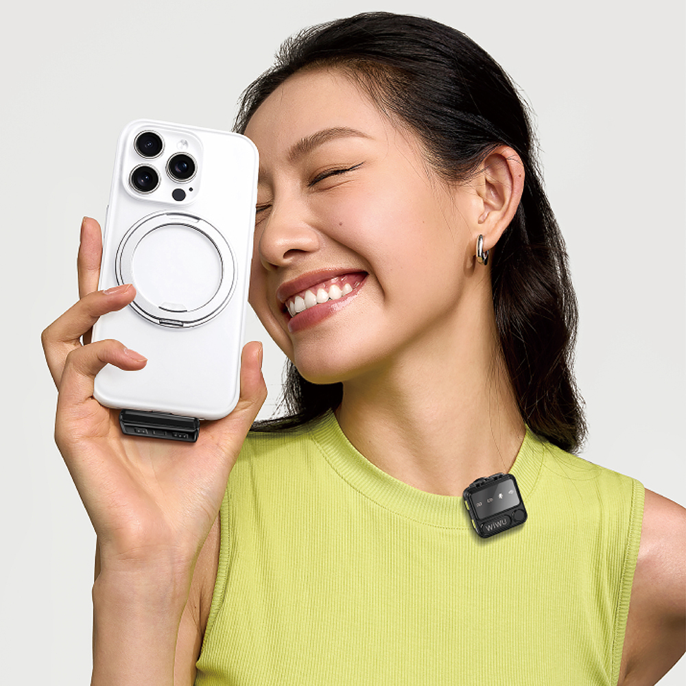 Wiwu Wi-WM005 2in1 Type-C ve Lightning Portlu ANC Özellikli Kablosuz Yaka Mikrofonu - 6