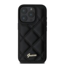 Apple iPhone 16 Pro Max Uyumlu Kılıf Guess Orjinal Lisanslı PU Deri Metal Yazı Logolu Kapitone Kapak - 2