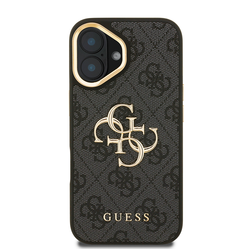 Apple iPhone 16 Plus Uyumlu Kılıf Guess Orjinal Lisanslı PU Deri 4G Desenli Metal Büyük 4G ve Yazı Logolu Kamera Standlı Kapak - 2
