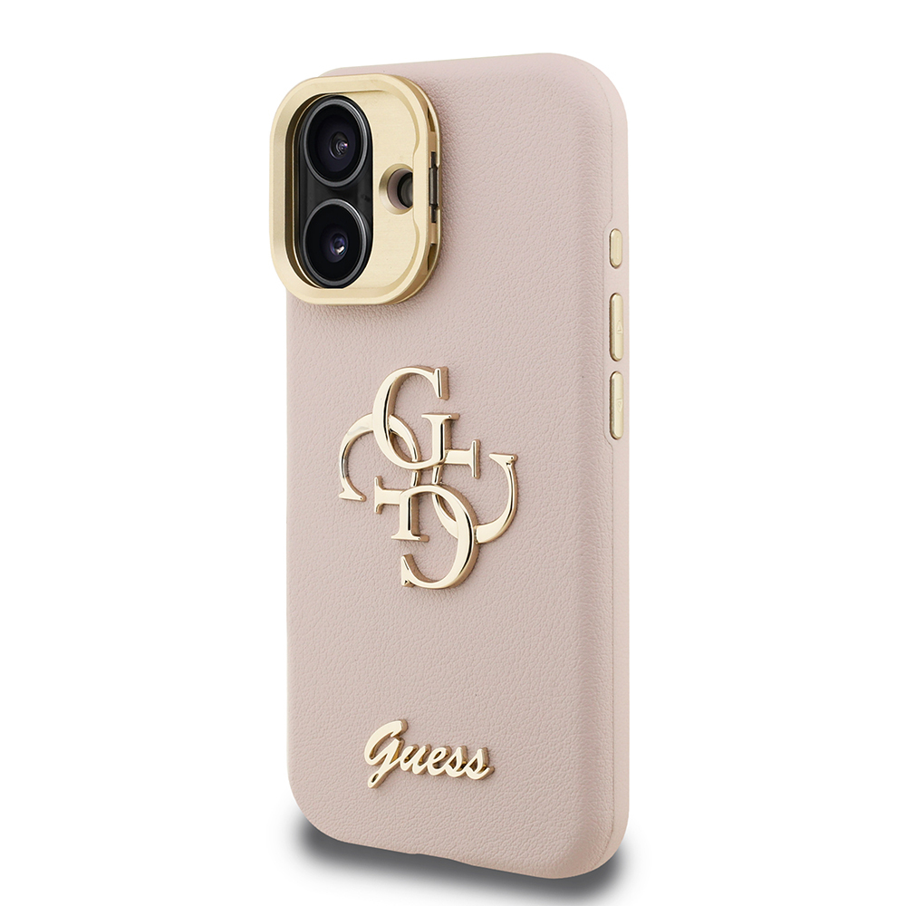 Apple iPhone 16 Uyumlu Kılıf Guess Orjinal Lisanslı Grained Yazı Logolu Kamera Standlı Kapak - 1