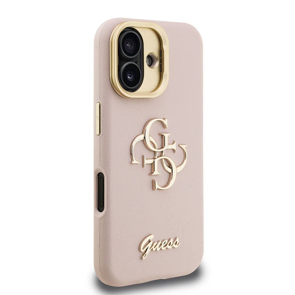 Apple iPhone 16 Uyumlu Kılıf Guess Orjinal Lisanslı Grained Yazı Logolu Kamera Standlı Kapak - 3