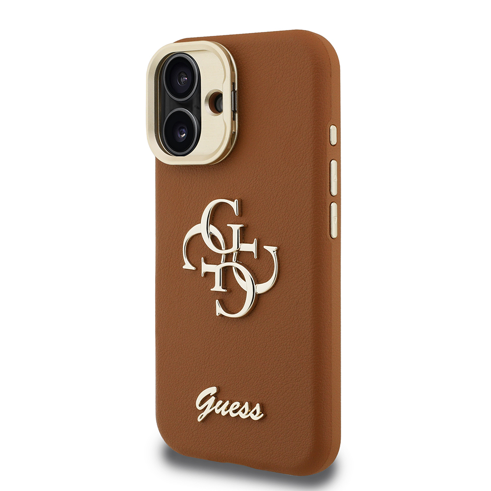 Apple iPhone 16 Uyumlu Kılıf Guess Orjinal Lisanslı Grained Yazı Logolu Kamera Standlı Kapak - 8