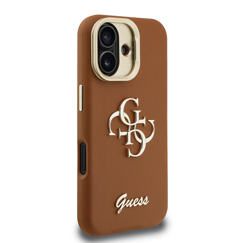 Apple iPhone 16 Uyumlu Kılıf Guess Orjinal Lisanslı Grained Yazı Logolu Kamera Standlı Kapak - 10