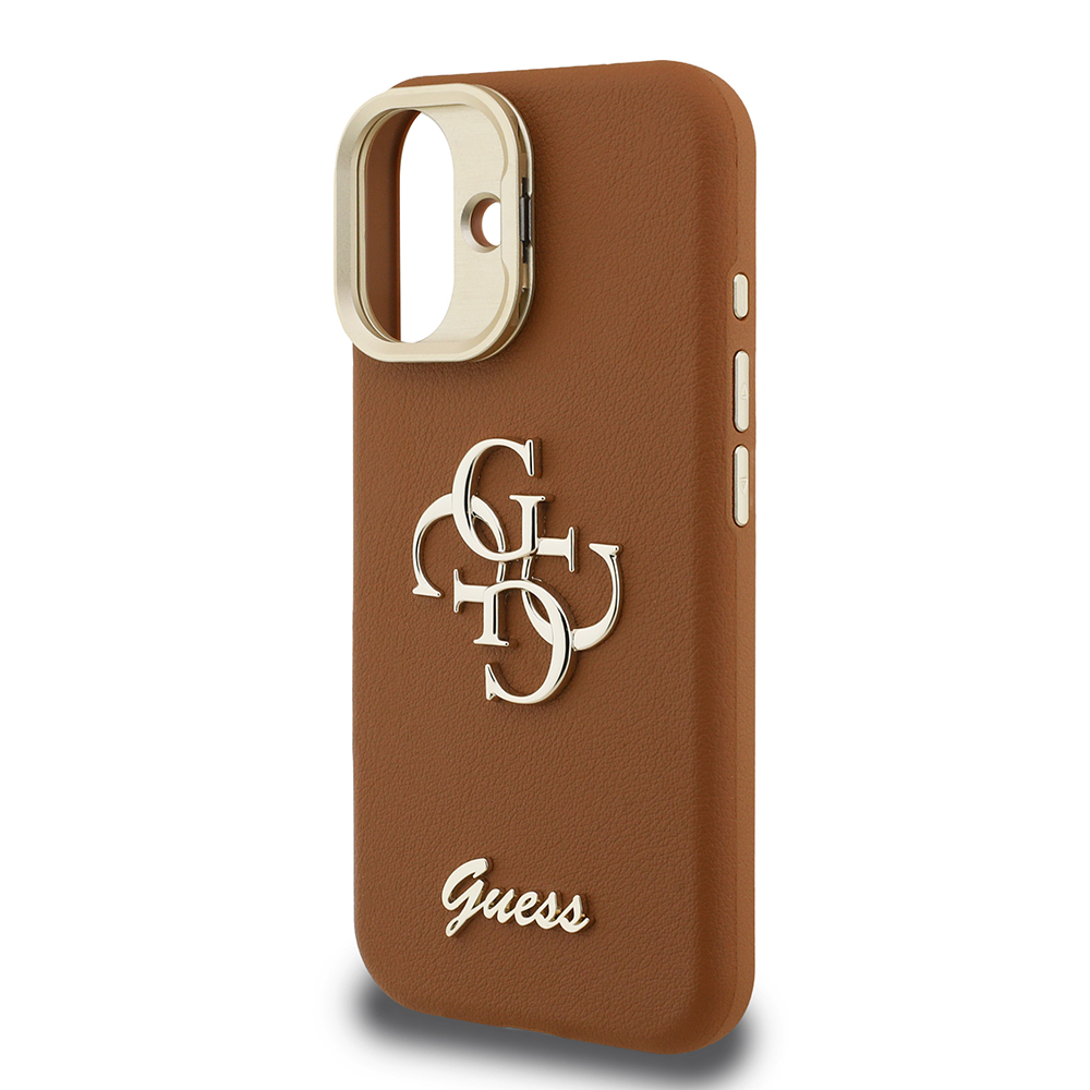 Apple iPhone 16 Uyumlu Kılıf Guess Orjinal Lisanslı Grained Yazı Logolu Kamera Standlı Kapak - 12