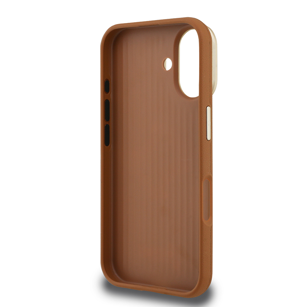 Apple iPhone 16 Uyumlu Kılıf Guess Orjinal Lisanslı Grained Yazı Logolu Kamera Standlı Kapak - 13