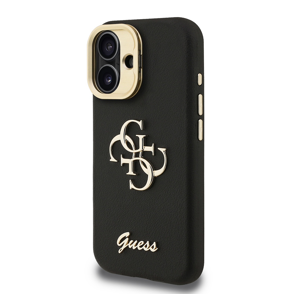 Apple iPhone 16 Uyumlu Kılıf Guess Orjinal Lisanslı Grained Yazı Logolu Kamera Standlı Kapak - 15