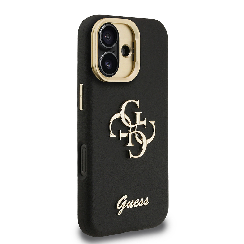 Apple iPhone 16 Uyumlu Kılıf Guess Orjinal Lisanslı Grained Yazı Logolu Kamera Standlı Kapak - 17