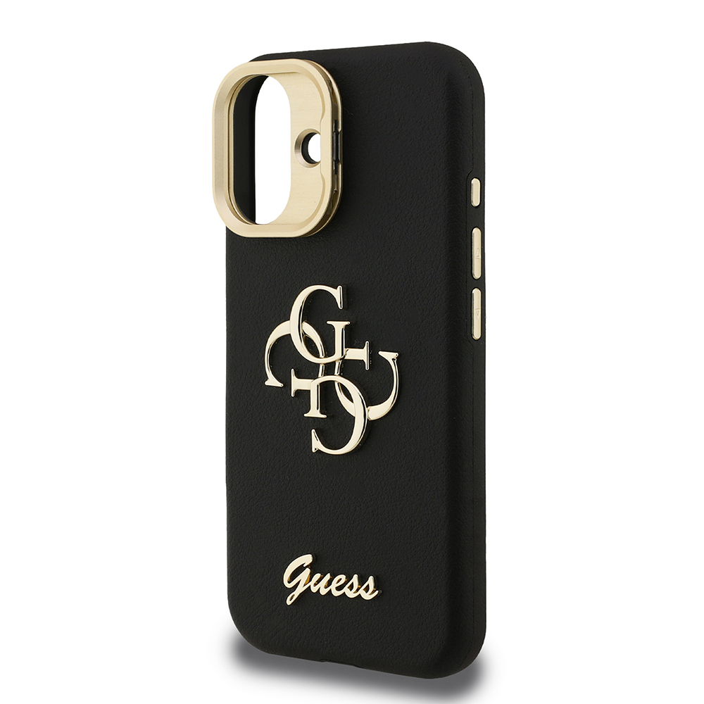 Apple iPhone 16 Uyumlu Kılıf Guess Orjinal Lisanslı Grained Yazı Logolu Kamera Standlı Kapak - 19
