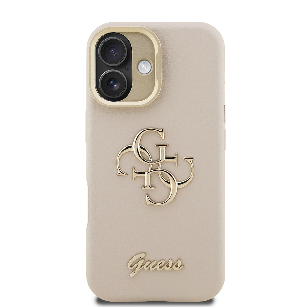 Apple iPhone 16 Uyumlu Kılıf Guess Orjinal Lisanslı Grained Yazı Logolu Kamera Standlı Kapak - 23