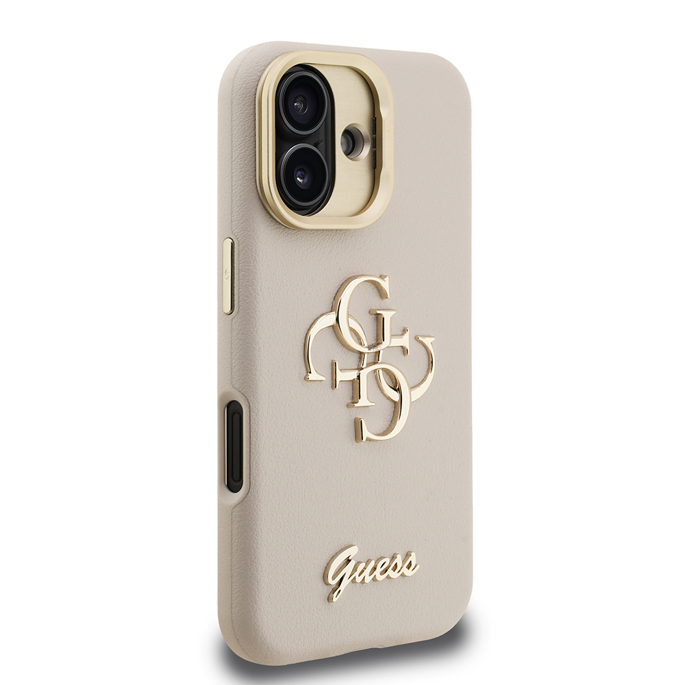 Apple iPhone 16 Uyumlu Kılıf Guess Orjinal Lisanslı Grained Yazı Logolu Kamera Standlı Kapak - 24