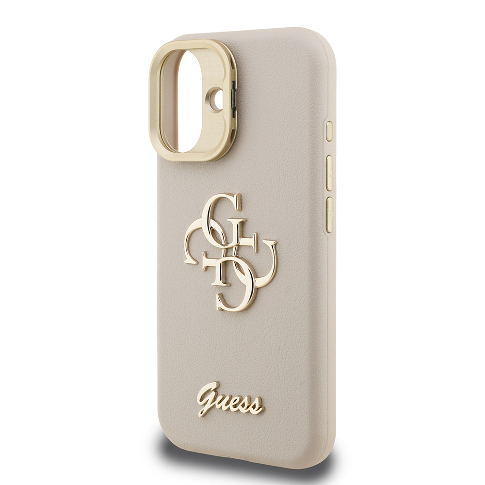 Apple iPhone 16 Uyumlu Kılıf Guess Orjinal Lisanslı Grained Yazı Logolu Kamera Standlı Kapak - 26