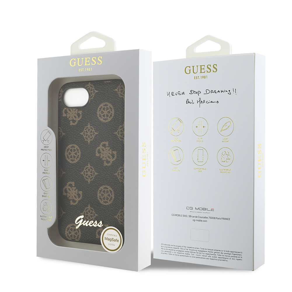 Apple iPhone 16E Uyumlu Kılıf Guess Orjinal Lisanslı M-safe Şarj Özellikli Yazı Logolu Peony Kapak - 7