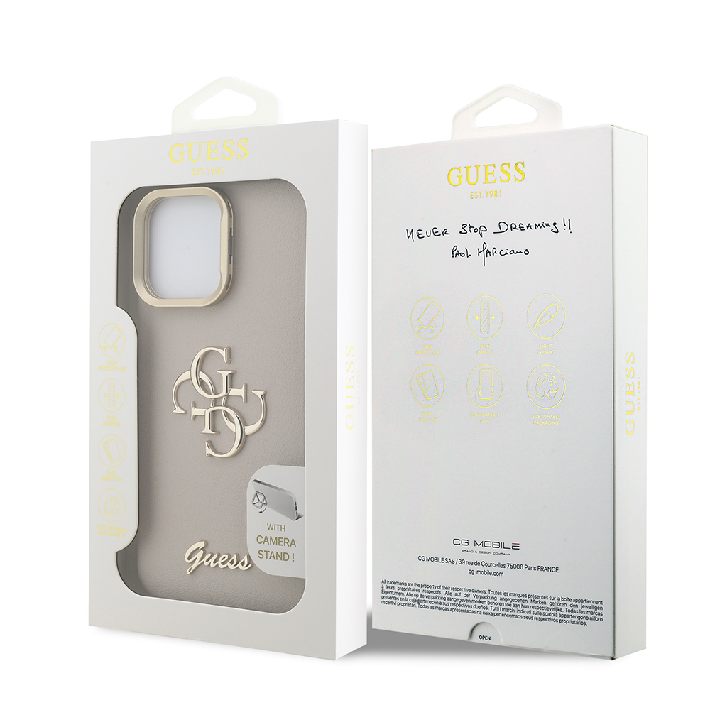 Apple iPhone 15 Pro Uyumlu Kılıf Guess Orjinal Lisanslı Grained Yazı Logolu Kamera Standlı Kapak - 21