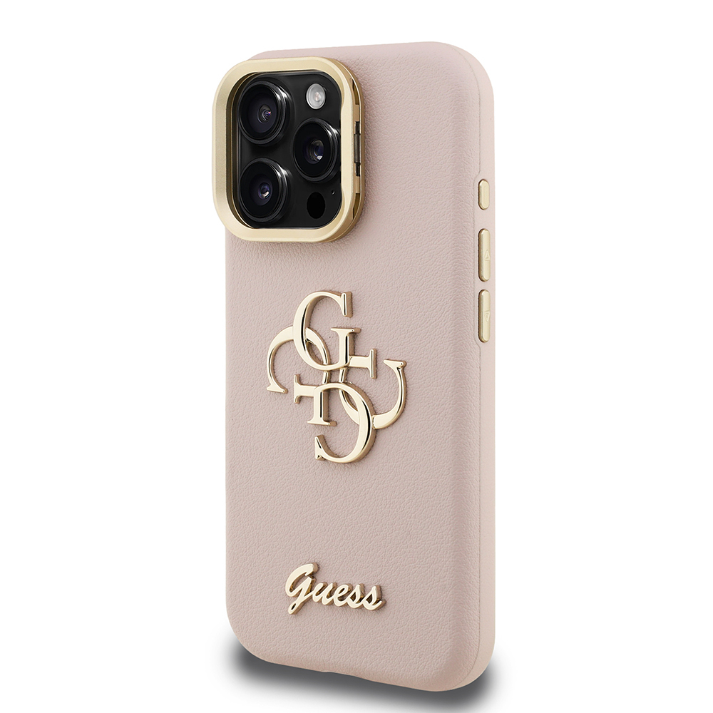 Apple iPhone 15 Pro Uyumlu Kılıf Guess Orjinal Lisanslı Grained Yazı Logolu Kamera Standlı Kapak - 21