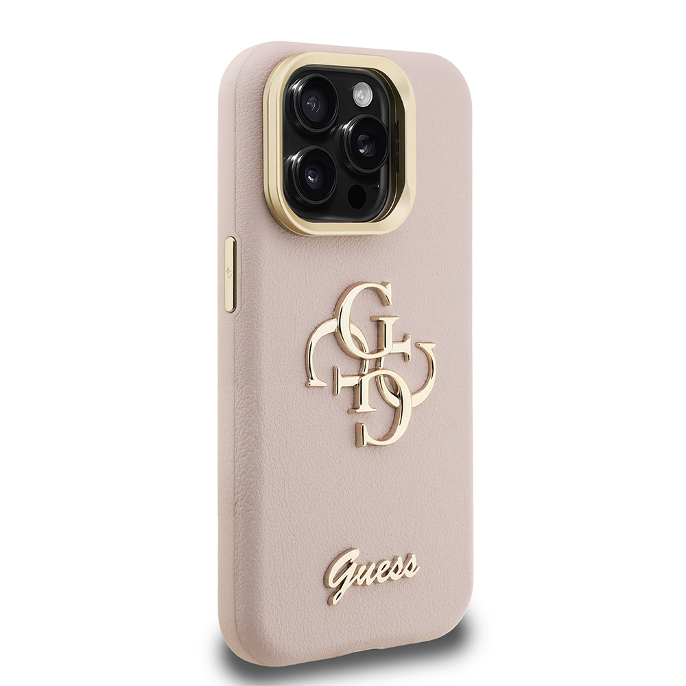Apple iPhone 15 Pro Uyumlu Kılıf Guess Orjinal Lisanslı Grained Yazı Logolu Kamera Standlı Kapak - 23