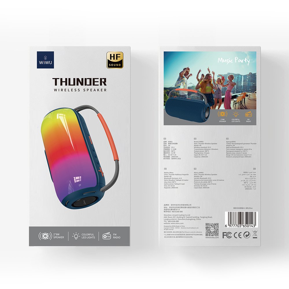 Wiwu H6 RGB Işıklı Askılı TWS Bluetooth Speaker Hoparlör v5.3 16W - 6