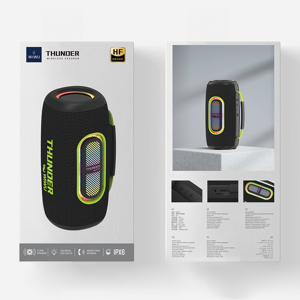 Wiwu H7 RGB Işıklı Askılı TWS Bluetooth Speaker Hoparlör v5.3 40W - 7