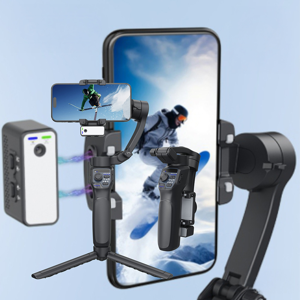 Go Des GD-F11 3 Eksenli El Tipi Yüz Tanıma Takip Özellikli Led Işıklandırma Aparatlı Gimbal Stabilizatör - 1