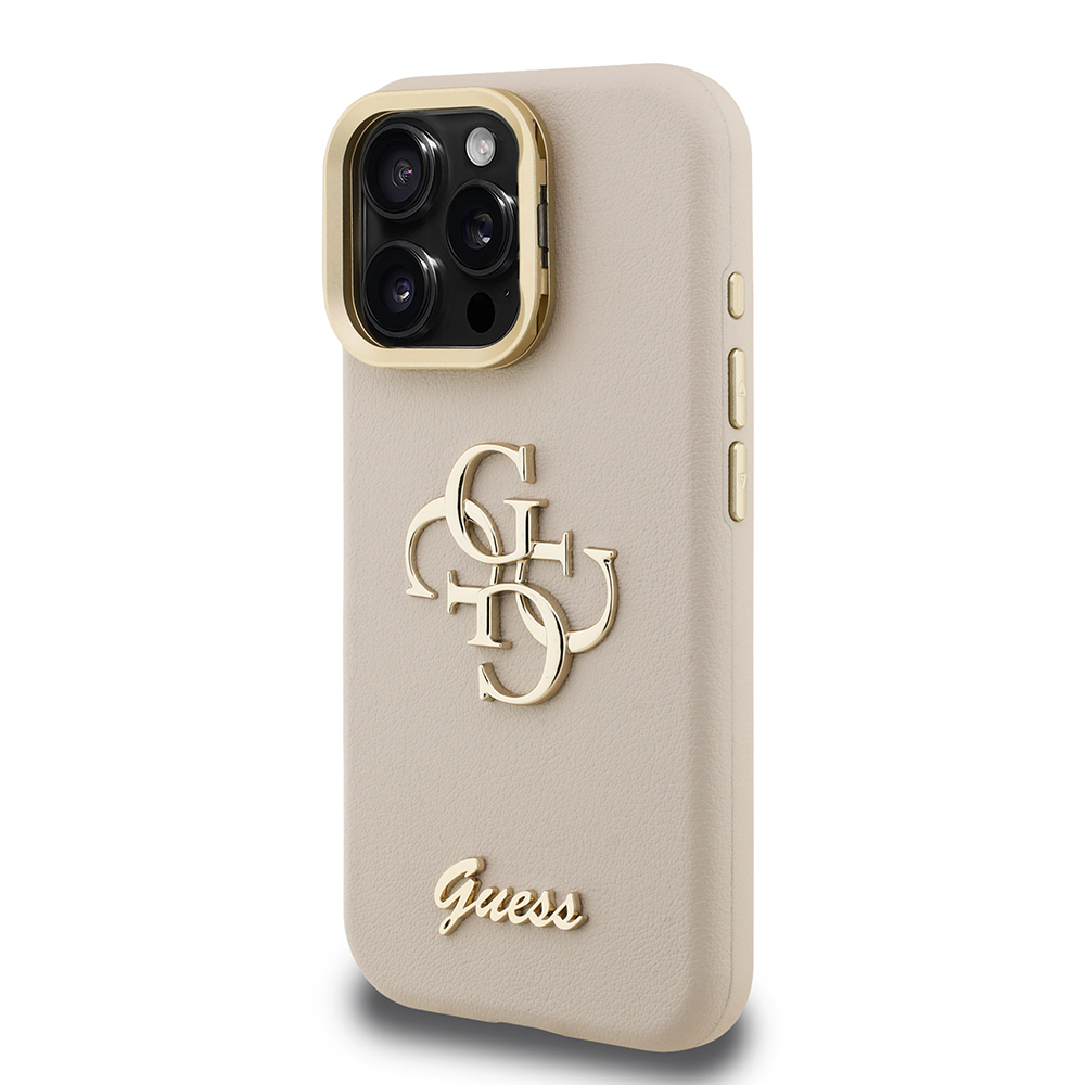 Apple iPhone 16 Pro Max Uyumlu Kılıf Guess Orjinal Lisanslı Grained Yazı Logolu Kamera Standlı Kapak - 1