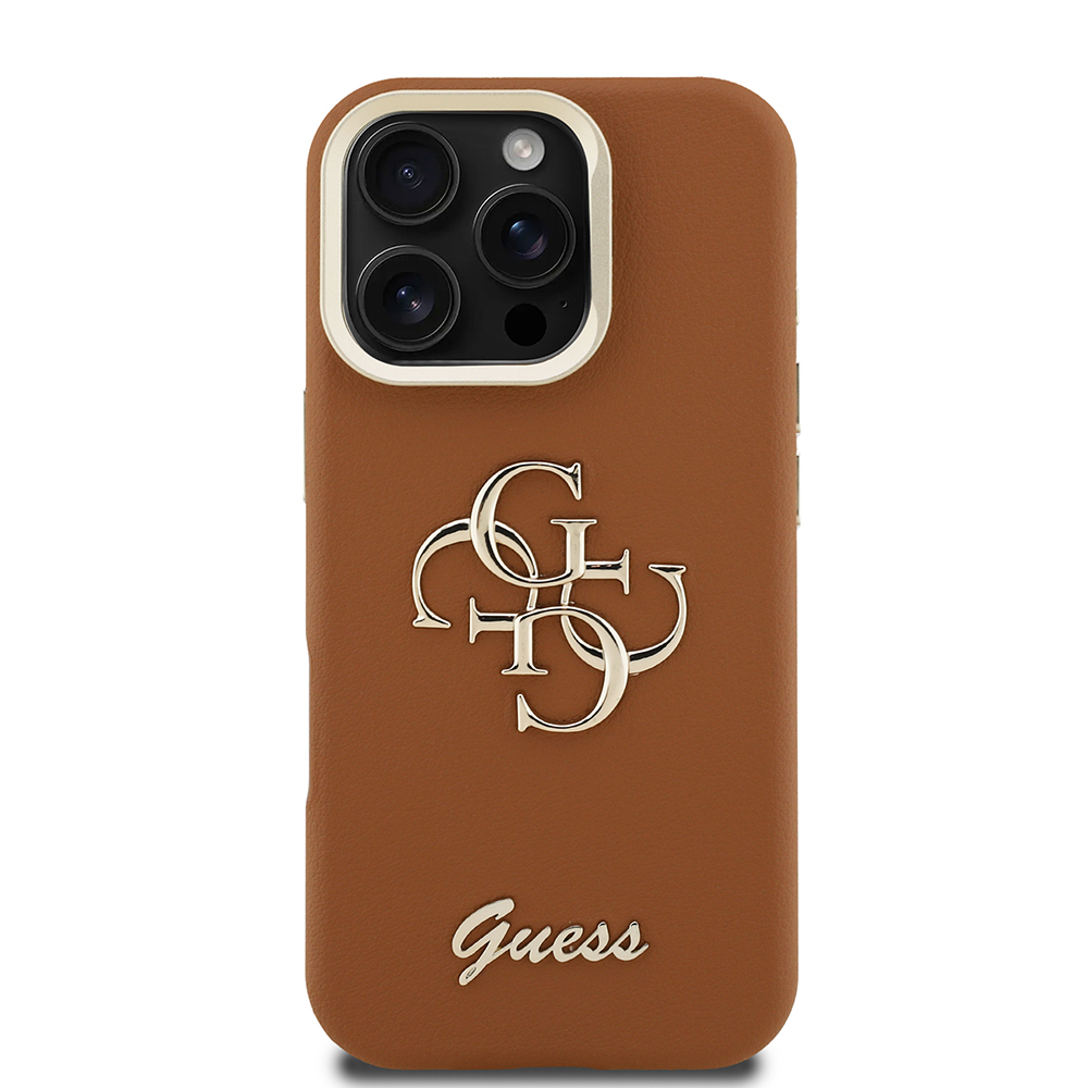 Apple iPhone 16 Pro Max Uyumlu Kılıf Guess Orjinal Lisanslı Grained Yazı Logolu Kamera Standlı Kapak - 16