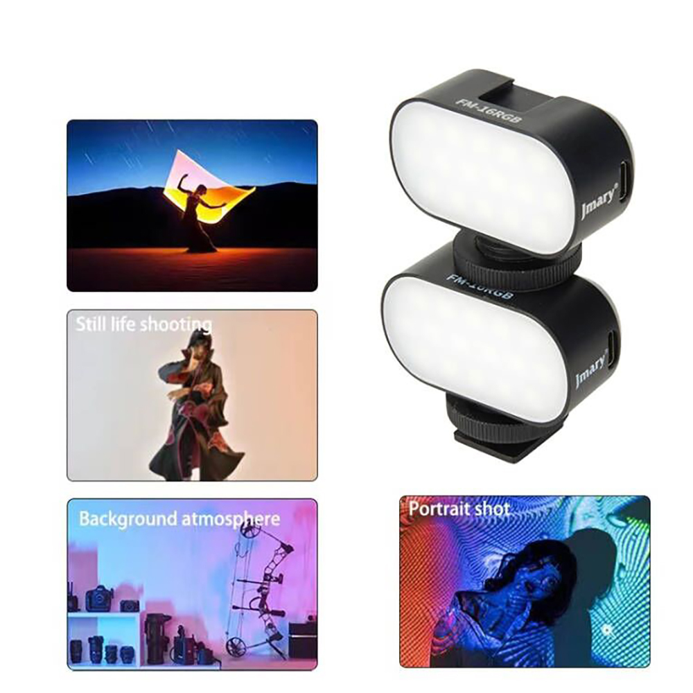 Jmary FM-16RGB Mandallı Dijital LED Göstergeli Telefon-Kamera Üstü RGB Lamba 750mAh - 3