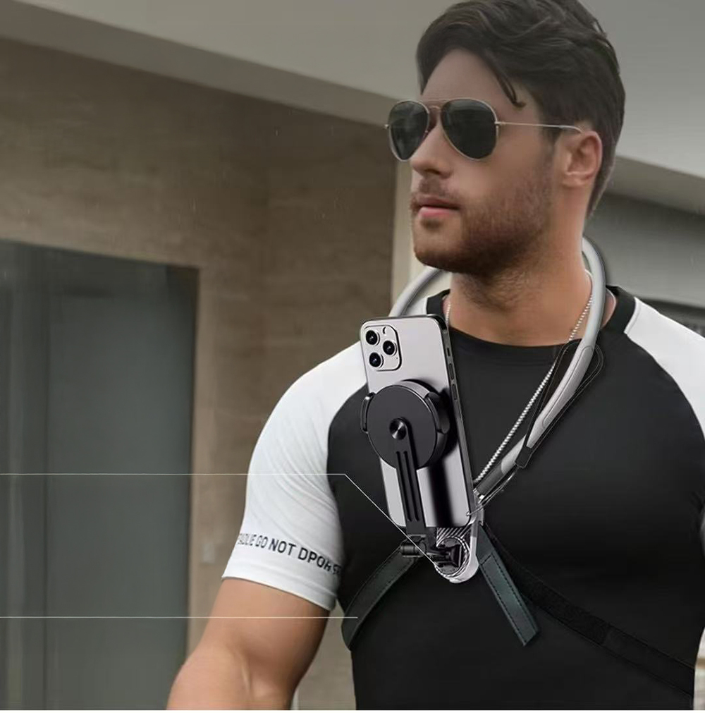 Jmary MG-02 2in1 Eller Serbest Magnetik Boyun Askılı Telefon Tutucu - 1