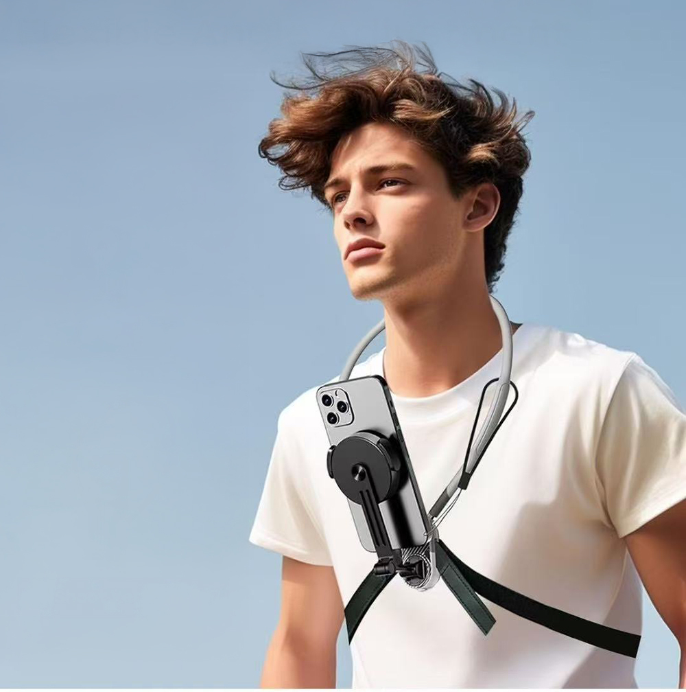 Jmary MG-02 2in1 Eller Serbest Magnetik Boyun Askılı Telefon Tutucu - 2