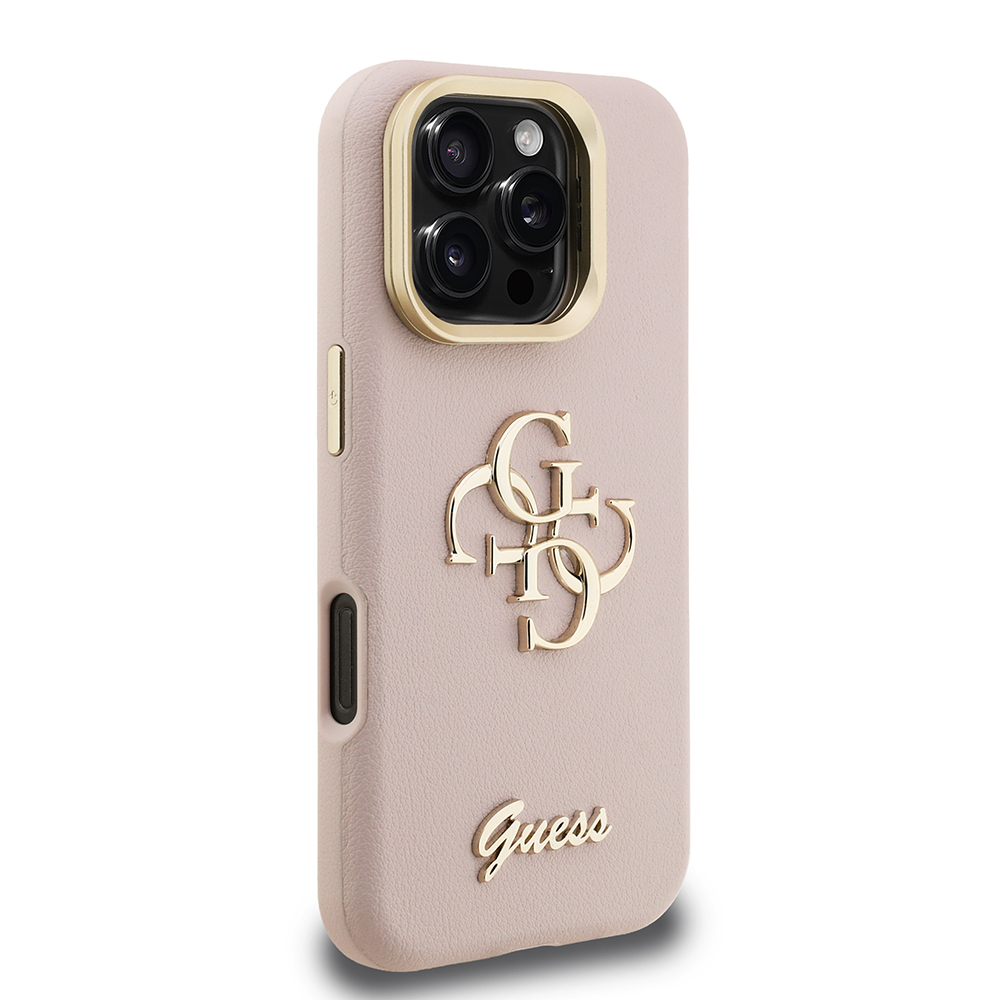 Apple iPhone 16 Pro Uyumlu Kılıf Guess Orjinal Lisanslı Grained Yazı Logolu Kamera Standlı Kapak - 17
