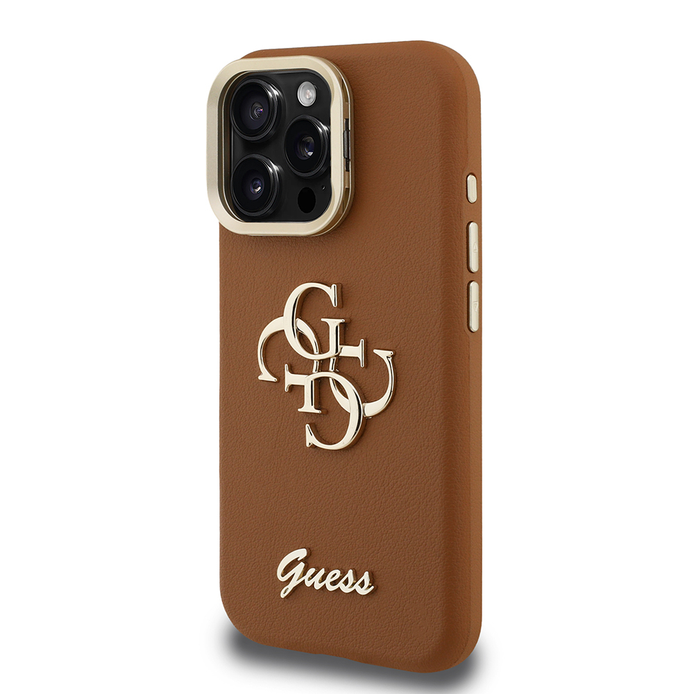 Apple iPhone 15 Pro Max Uyumlu Kılıf Guess Orjinal Lisanslı Grained Yazı Logolu Kamera Standlı Kapak - 1