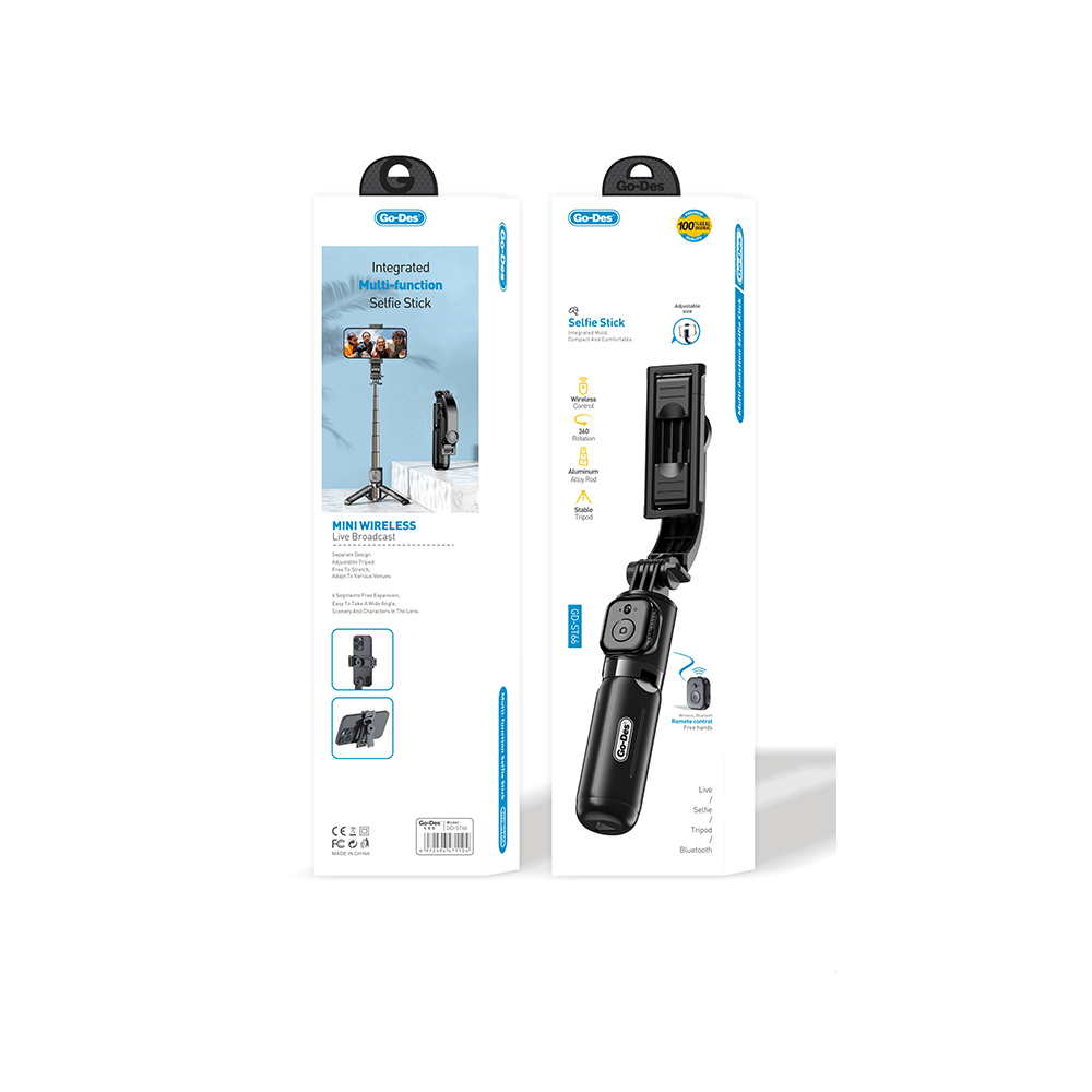 Go Des GD-ST66 Kumandalı 360 Derece Dönebilen Selfie Çubuğu ve Tripod - 3