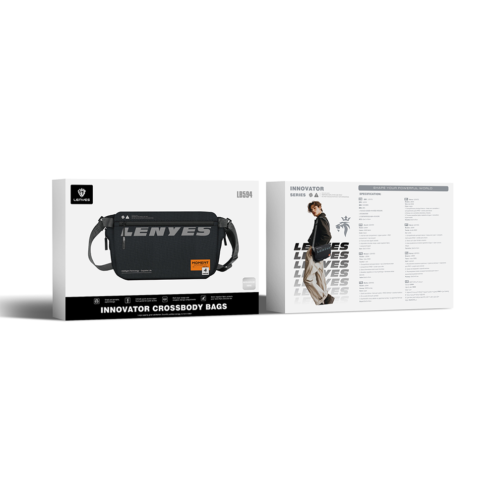 Lenyes LB594 Innovator Crossbody Serisi Manyetik Tokalı 500D Su Geçirmez Kumaşlı Çapraz Vücut Çantası - 5