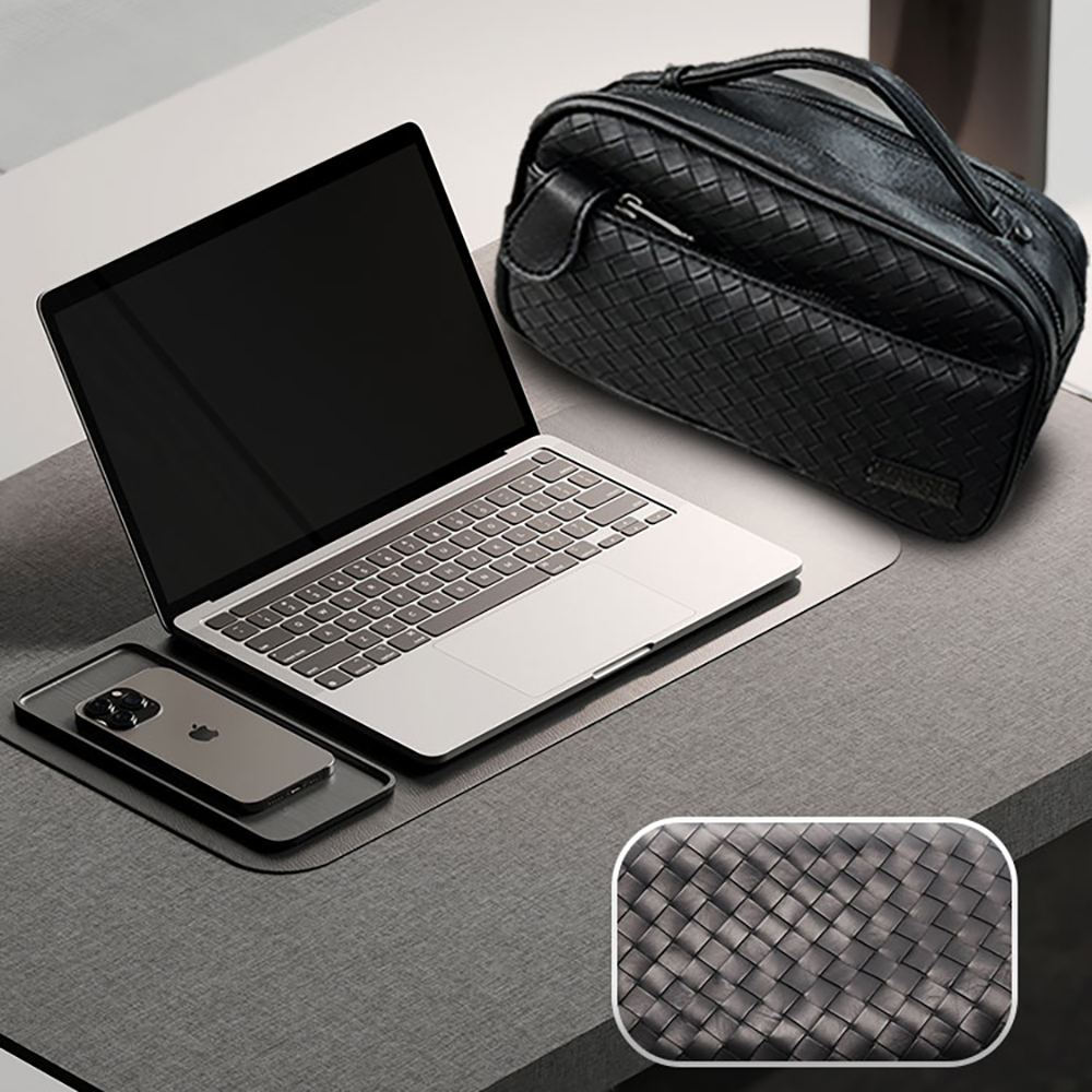 Lenyes LB527 Tomas Serisi Dokuma PU Mat Deri Bilek Tasarımlı Çizilmeye Karşı Dayanıklı Aksesuar Çantası - 3