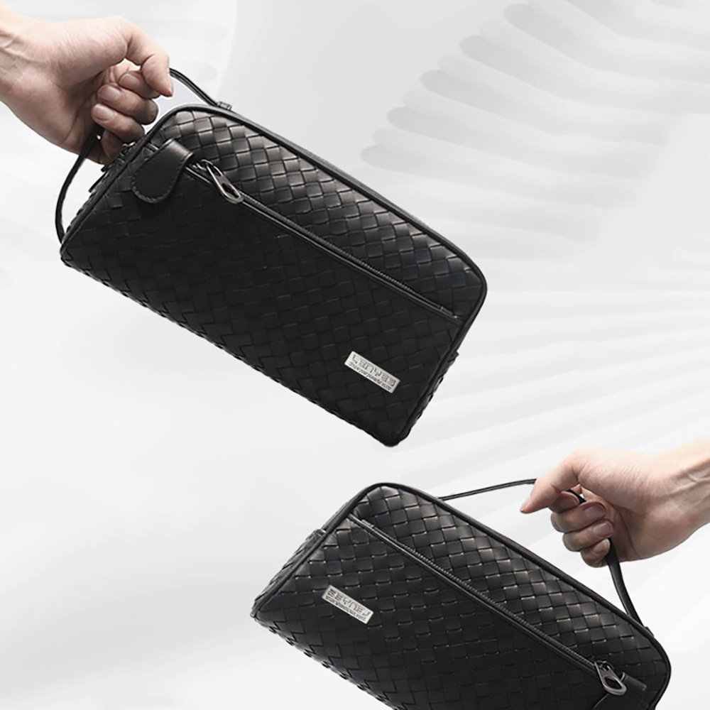 Lenyes LB527 Tomas Serisi Dokuma PU Mat Deri Bilek Tasarımlı Çizilmeye Karşı Dayanıklı Aksesuar Çantası - 6