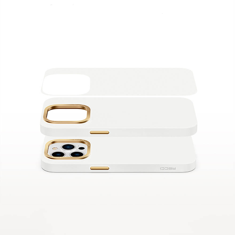 Apple iPhone 14 Uyumlu Kılıf Metal Kamera Çerçeveli Recci Glaze Serisi Kapak - 1