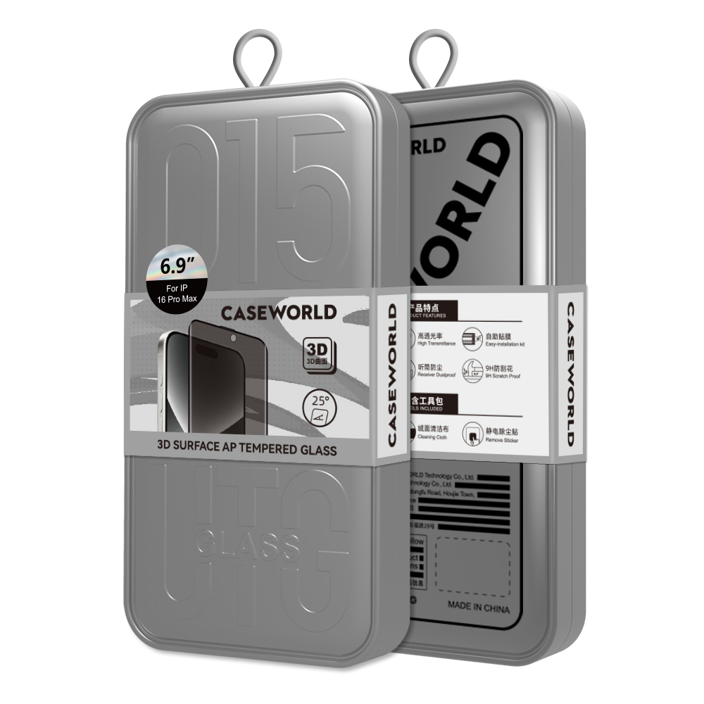 Apple iPhone 16 Uyumlu CaseWorld 0.25mm Privacy 3D Temperli Cam Ekran Koruyucu + Uygulama Aparatlı - 5