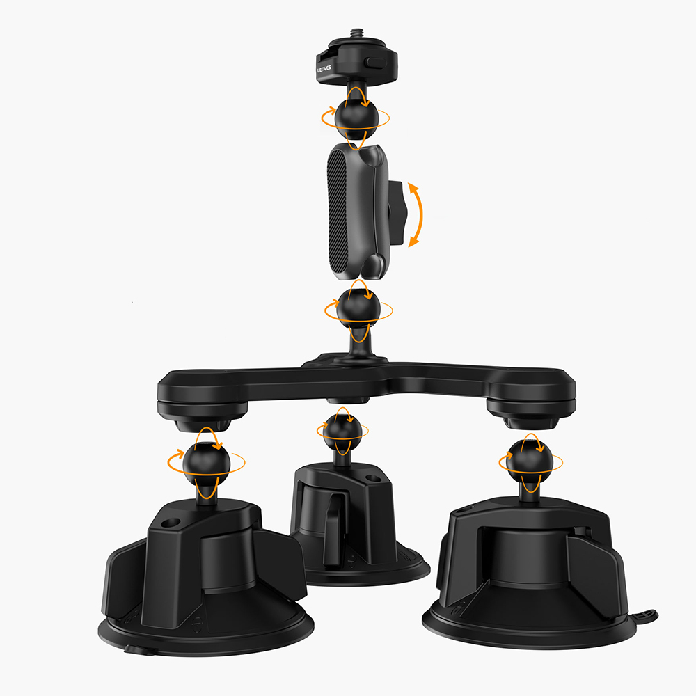 Lenyes LCT101 360° Ayarlanabilir 3 Vantuzlu Aksiyon Kamera Tutucu - 2