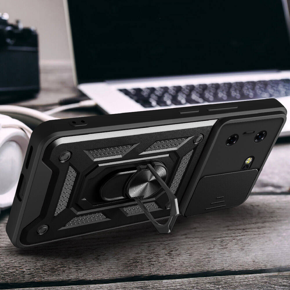 Tecno Pova 5 Uyumlu Kılıf Magnetik Standlı Kamera Korumalı Zore Sürgülü Vega Kapak - 5